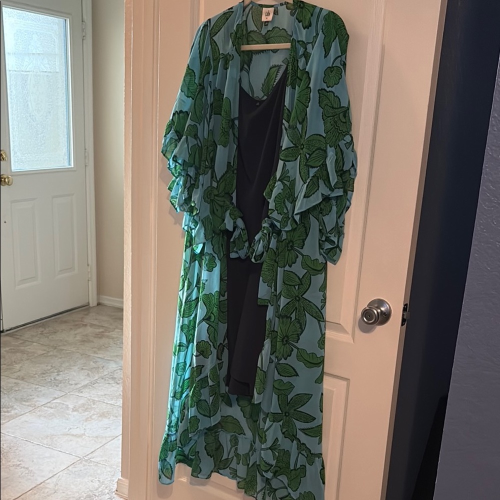CAbi Blue and Green Patterned Kimono